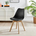2x Stockholm Scandi Black Faux Leather and Wood Dining Chairs
