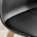 2x Stockholm Scandi Black Faux Leather and Wood Dining Chairs