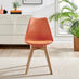 2x Stockholm Scandi Orange Faux Leather and Wood Dining Chairs