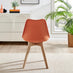 2x Stockholm Scandi Orange Faux Leather and Wood Dining Chairs