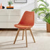 2x Stockholm Scandi Orange Faux Leather and Wood Dining Chairs