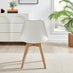 2x Stockholm Scandi White Faux Leather and Wood Dining Chairs