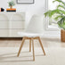 2x Stockholm Scandi White Faux Leather and Wood Dining Chairs