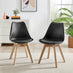 2x Stockholm Scandi Black Faux Leather and Wood Dining Chairs