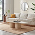 Sutton Beige Travertine Stone Veneer Oval Coffee Table