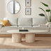 Sutton Beige Travertine Stone Veneer Oval Coffee Table