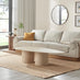 Sutton Beige Travertine Stone Veneer Oval Coffee Table