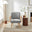 Sylvie Accent Chair Black and Cream Stripe Oak Effect Legs