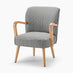 Sylvie Accent Chair Black and Cream Stripe Oak Effect Legs