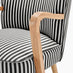 Sylvie Accent Chair Black and Cream Stripe Oak Effect Legs
