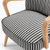 Sylvie Accent Chair Black and Cream Stripe Oak Effect Legs