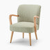 Sylvie Accent Chair Green and Cream Stripe Oak Effect Legs