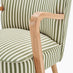 Sylvie Accent Chair Green and Cream Stripe Oak Effect Legs