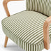 Sylvie Accent Chair Green and Cream Stripe Oak Effect Legs