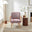 Sylvie Accent Chair Berry and Cream Stripe Oak Effect Legs