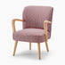 Sylvie Accent Chair Berry and Cream Stripe Oak Effect Legs