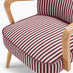 Sylvie Accent Chair Berry and Cream Stripe Oak Effect Legs