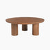 Teton Round Walnut Wood 3 Leg Coffee Table