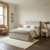 Tilly Beige & Brown Herringbone Fabric Ottoman Double Bed Frame