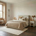 Tilly Beige & Brown Herringbone Fabric Ottoman King Size Bed Frame