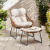 Tahiti Beige Rattan Garden Chair with Footstool