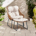 Tahiti Beige Rattan Garden Chair with Footstool
