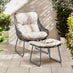 Tahiti Grey Rattan Garden Chair with Footstool