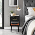 Taylor 1 Drawer Black Bedside Table Gold Handles