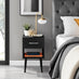 Taylor 1 Drawer Black Bedside Table Silver Handles