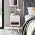 Taylor 1 Drawer White Bedside Table Silver Handles