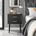 Taylor 2 Drawer Black Bedside Table Gold Handles