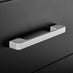 Taylor 2 Drawer Black Bedside Table Silver Handles