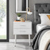 Taylor 2 Drawer White Bedside Table Silver Handles