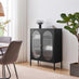 Urbi Black Metal and Glass Tall 2 Door Cabinet