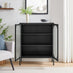 Urbi Black Metal and Glass Tall 2 Door Cabinet