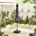 Vertical Grey Garden Parasol & Base Set