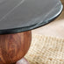 Veer Round Black Marble and Solid Acacia Wood Side Table
