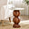 Veer Round White Marble and Solid Acacia Wood Side Table