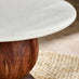 Veer Round White Marble and Solid Acacia Wood Side Table
