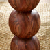 Veer Round White Marble and Solid Acacia Wood Side Table