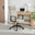 Vesper Light Grey Linen Fabric Swivel Office Chair