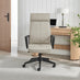 Vesper Light Grey Linen Fabric Swivel Office Chair