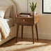 Vinson 1 Drawer Rectangle Walnut Wood Bedside Table