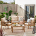Vitur Wood & Cream 4 Seat Garden Sofa & Chairs Set