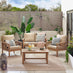 Vitur Wood & Cream 4 Seat Garden Sofa & Chairs Set