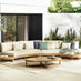 Wisley Wood & Cream 6 Seat Curved Garden Sofa Set