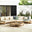 Wisley Wood & Cream 6 Seat Curved Garden Sofa Set