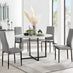 Adley Grey Concrete Effect Storage Dining Table & 4 Grey Milan Black Leg Chairs
