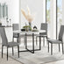 Adley Grey Concrete Effect Storage Dining Table & 4 Grey Milan Black Leg Chairs
