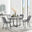 Adley Grey Concrete Effect Storage Dining Table & 4 Grey Pesaro Black Leg Chairs